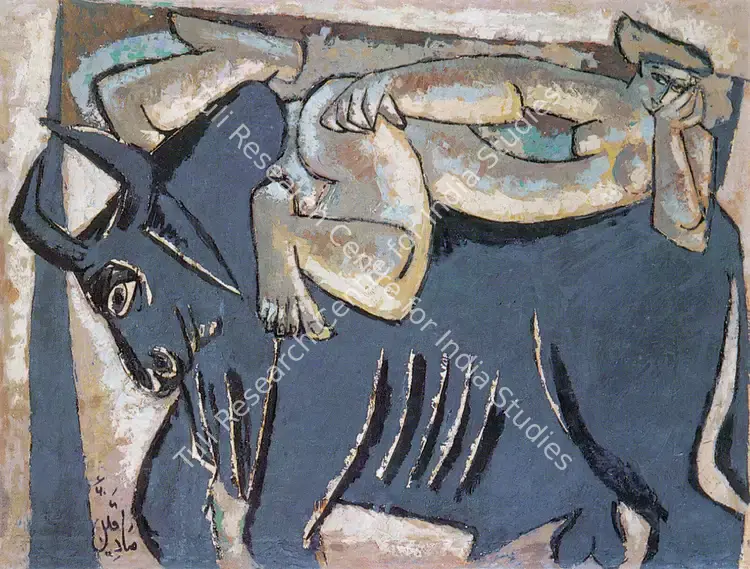 Sadequain (Artist). Europa And The Bull. Oil and mixed media on velvet, 1960 | Painting  | 00877194
