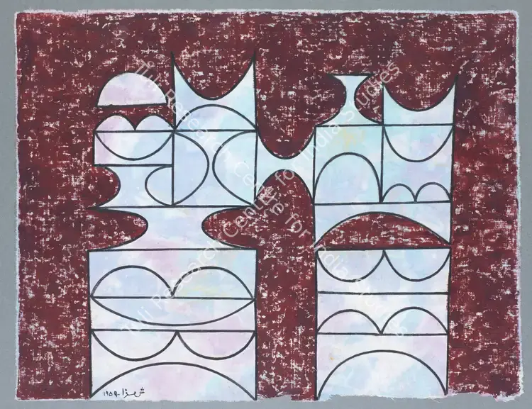 Shemza, Anwar Jalal (Artist). Untitled. Oil and watercolour on cloth mounted on board, 1959 | Painting | FineArts | 0023078
