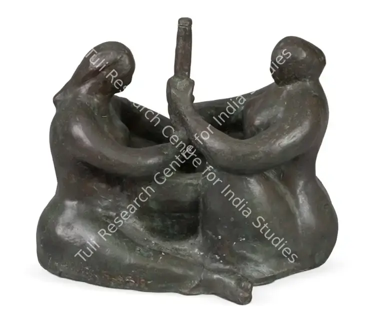 Dasgupta, Prodosh (Artist). Pounding Corn. Bronze; Edition 3/9, 1949 | Sculpture | FineArts | 00357724