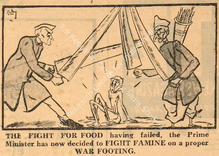 Chatterjee, Basu (Cartoonist). The Fight for Food. 1951 | Cartoons, Blitz, 05 May 1951 | PopCulture | 00794851