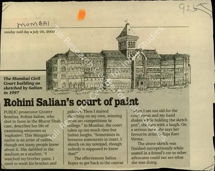 Rohini Salian's Court of Paint. Mumbai: Mid Day, 20 July 2003 | Newspaper Clipping | FineArts | 00849998