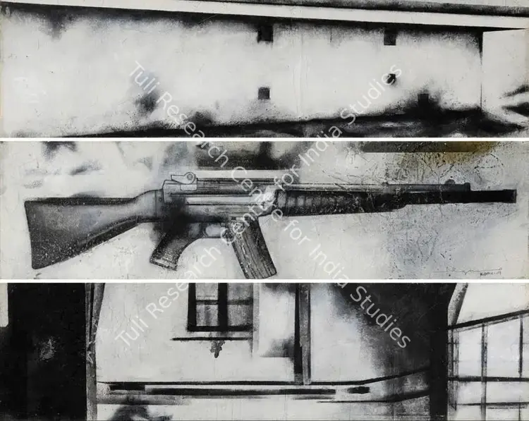 Komu, Riyas (Artist). Free Marker. Mixed media on canvas pasted on mounted board, 2001 | Painting | FineArts | 00419637