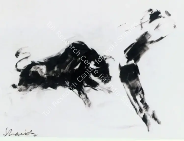 Shaikh, Aslam (Artist). Bullfight. Oil on canvas, n.d. | Painting | FineArts | 00576184
