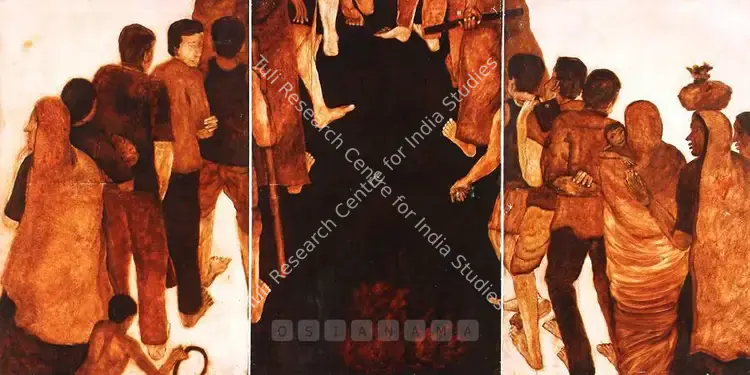 Husain, Shamshad (Artist). The Polling Line. Oil on canvas, 1991 | Painting  | 00881683