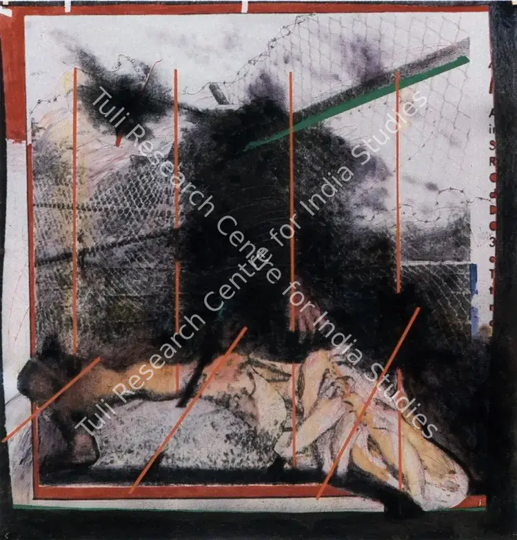 Dave, Vinod (Artist). Scattered Silence. Mixed media on photographic paper, 1984 | Painting | FineArts | 00371882