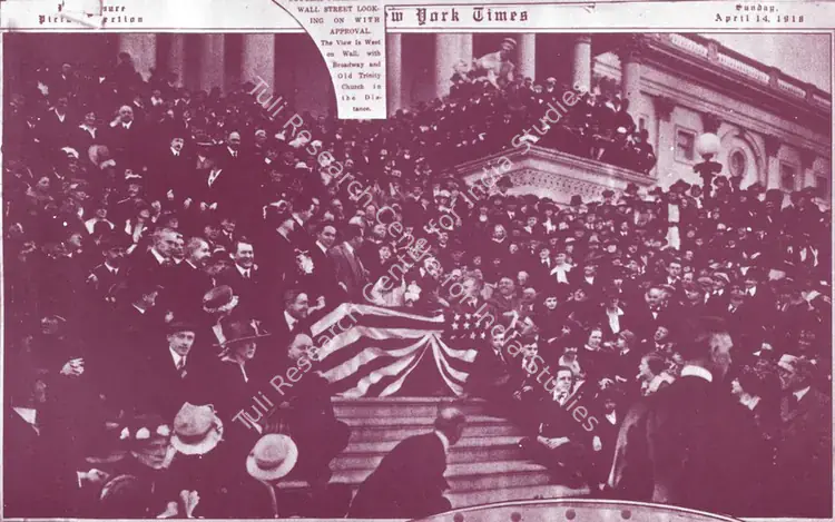 Ochs, Adolph (Publisher). Liberty Bond Drive, 14 April 1918 | Newspaper Clipping | CinemaEducation | 00442040