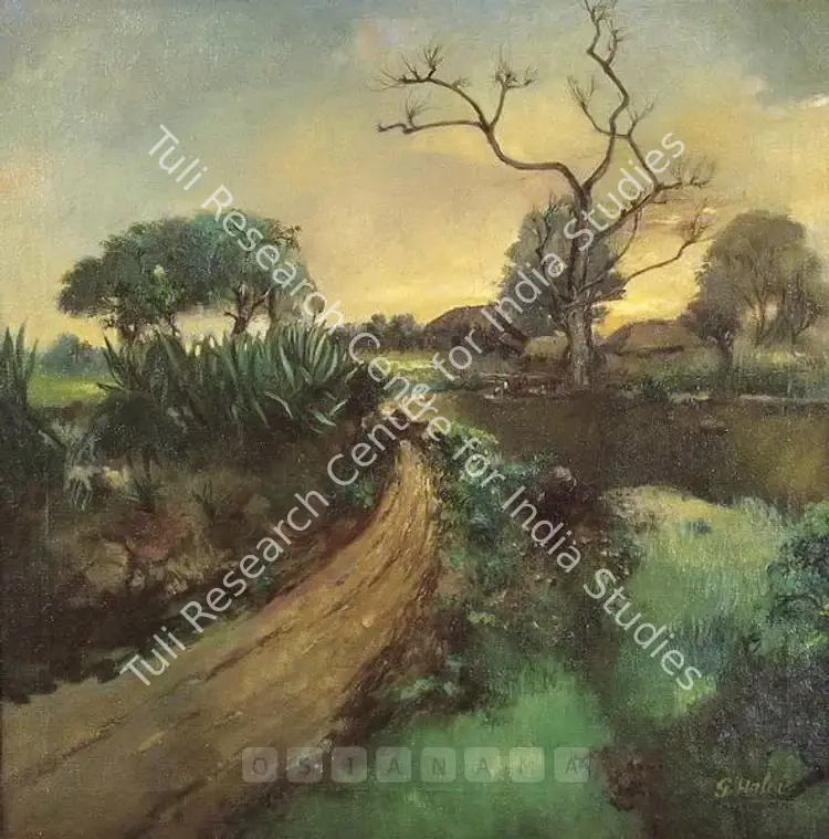 Haloi, Ganesh (Artist). Landscape. Oil on canvas, 1970 | Painting | FineArts | 00597856