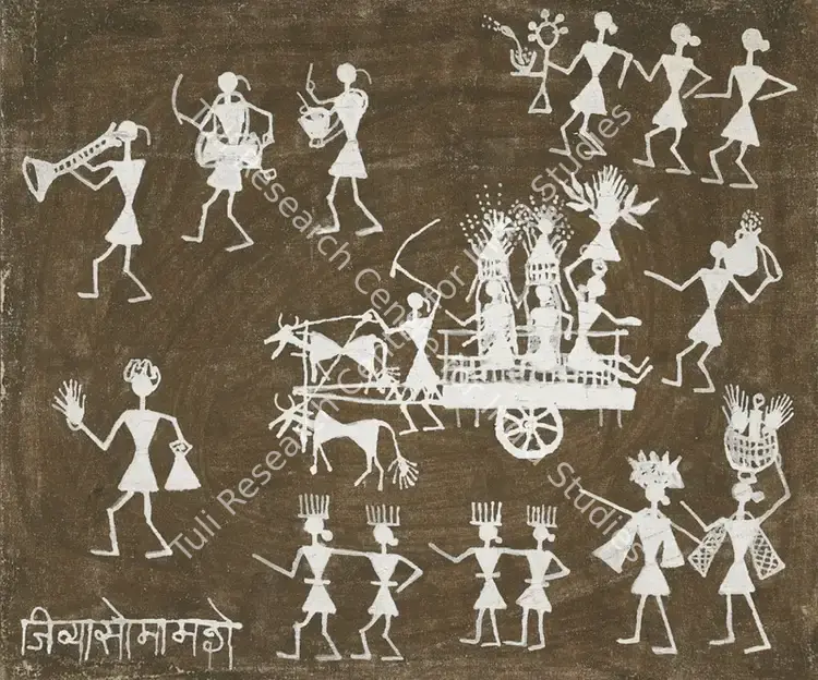 Mashe, Jivya Soma (Artist). Untitled. Acrylic and cow dung on cloth laid on board, n.d. | Painting  | 00868424