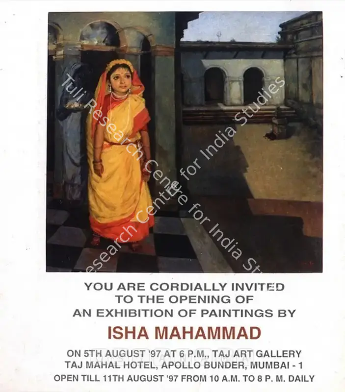 Mahammad, Isha (Artist). Isha Mahammad - Exhibition of Paintings. Bombay: Taj Art Gallery, 1997 | Solo Exhibition Invitation | FineArts | 00859297