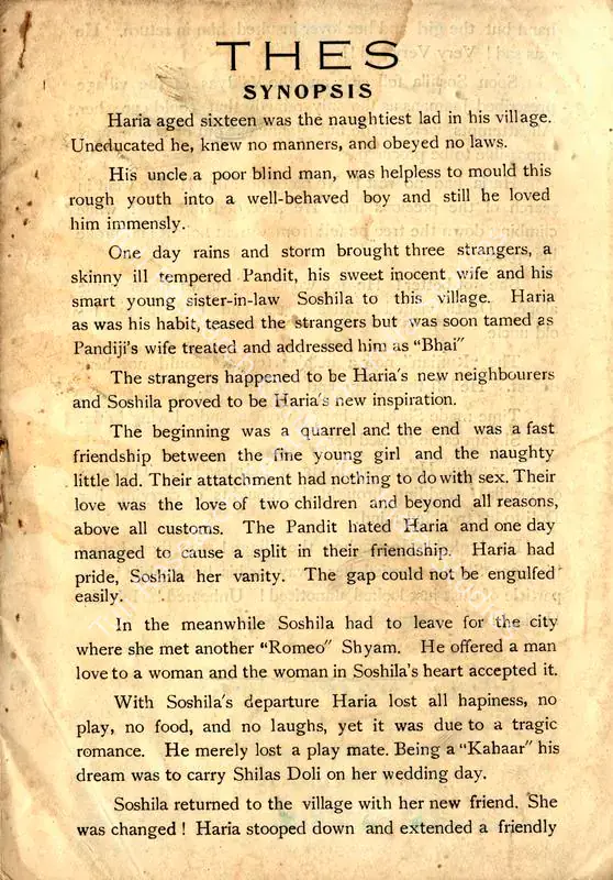 Sharma, Kidar (Director), Thes, 1949 | Song-Synopsis Booklet | CinemaEducation | 00780766