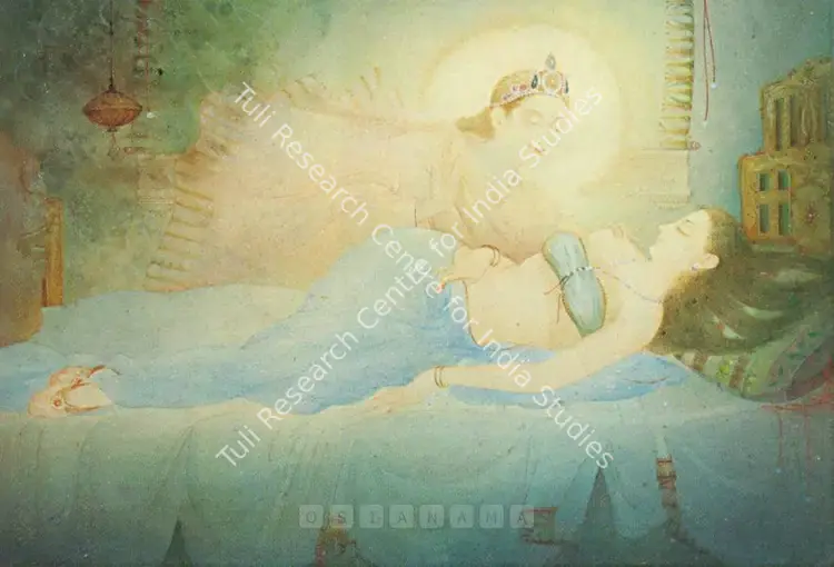 Dabholkar, R.P. (Artist). Radha's Dream. Watercolour on paper, n.d. | Painting  | 00877733