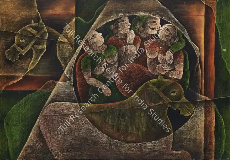 Singh, Rameshwar (Artist). Memory of First Century. Oil and acrylic on canvas, 1986 | Painting | FineArts | 00416334