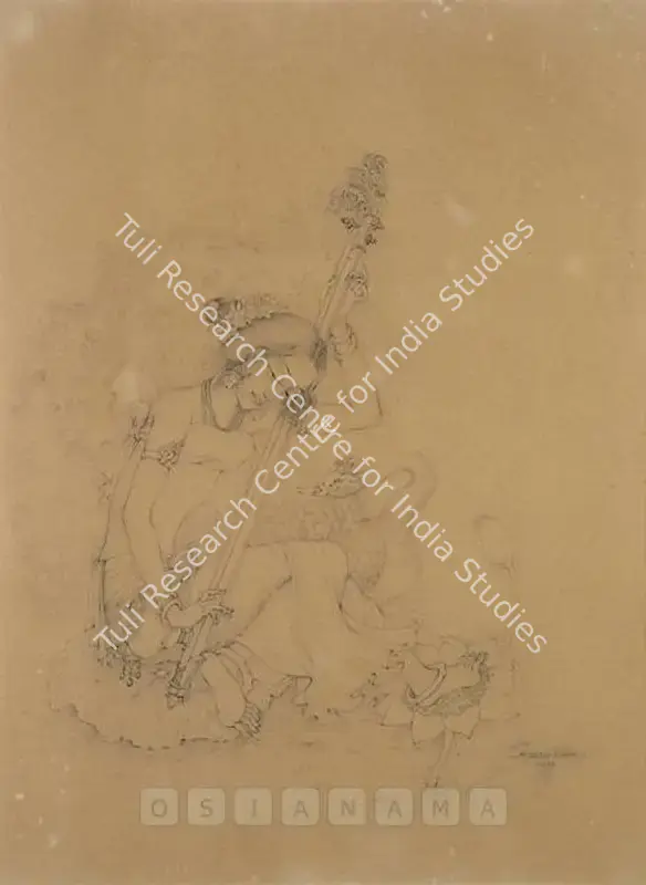 Ukil, Sarada (Artist). Saraswati. Pencil on paper, 1937 | Drawing | FineArts | 00600190