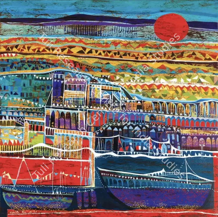 Karim, Vinita (Artist). Beautiful Chaos. Acrylic, gold leaf and copper on linen, 2021 | Painting | FineArts | 00604748