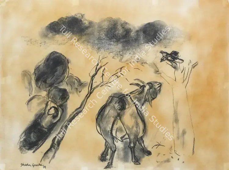 Gowda, Sheela (Artist). Untitled (Rural Landscape). Charcoal on paper, 1984 | Painting | FineArts | 00417344
