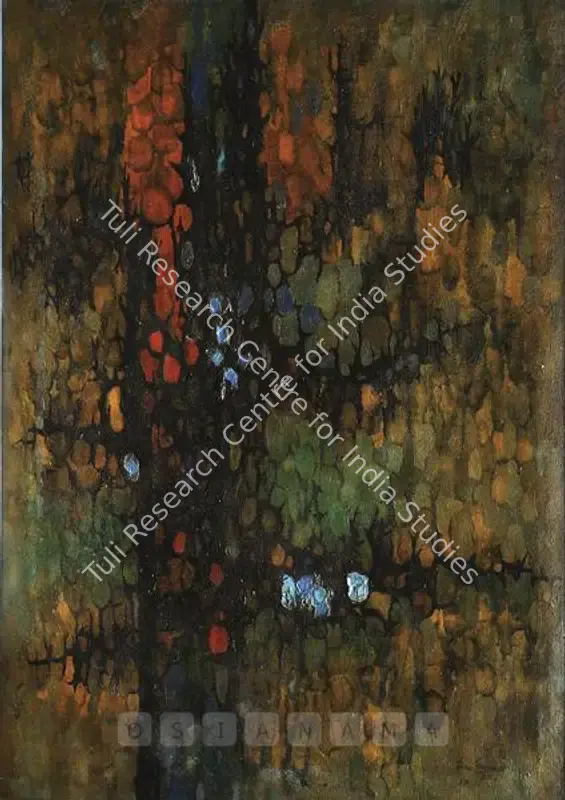 Sharma, O.P. (Artist). Yellow Houses. Oil on canvas, 1964 | Painting | FineArts | 00562796