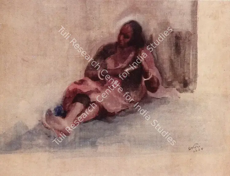 Banerjee, Maniklal (Artist). Woman Combing her Hair. Watercolour on silk, 1998 | Painting | FineArts | 00375901