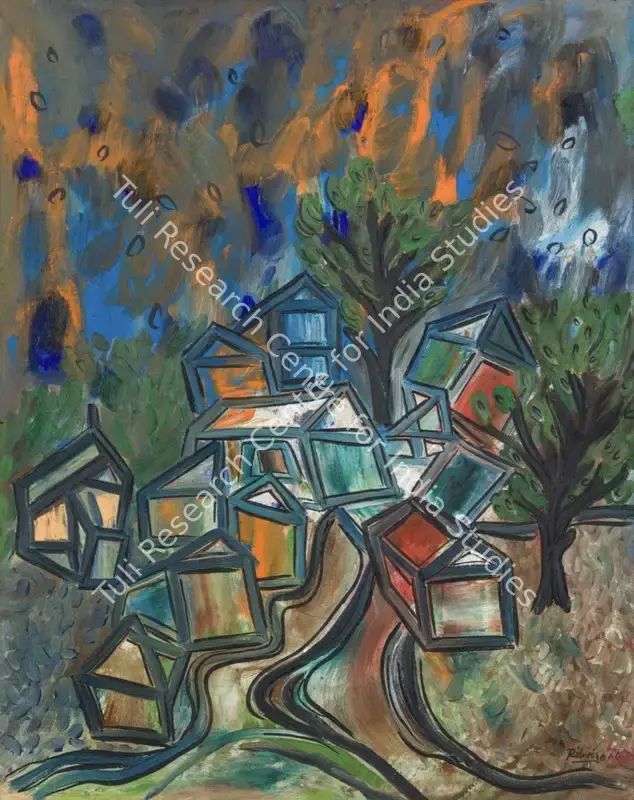 Ribeiro, Lance (Artist). Green Landscape. Oil on canvas, 1960 | Painting | EconomicsArt | 00870553