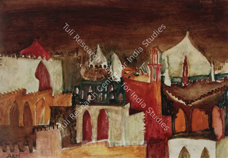 Menon, Anjolie Ela (Artist). Lucknow. Oil on board, 1965 | Painting | FineArts | 00600857
