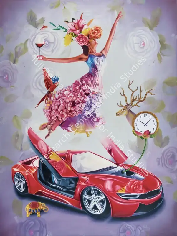 Kashi, Suraj Kumar (Artist). No Wheel for Jump. Oil and acrylic on canvas, n.d. | Painting | FineArts | 00603786