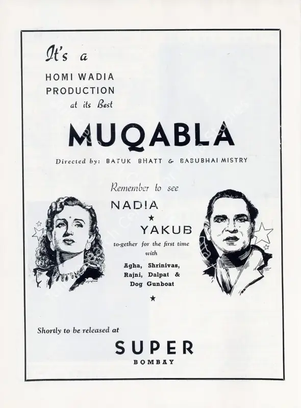 Bhatt, Nanabhai (Director), Muqabla, 1942 | Advertisement, Filmindia, August 1942 | CinemaEducation | 00858484