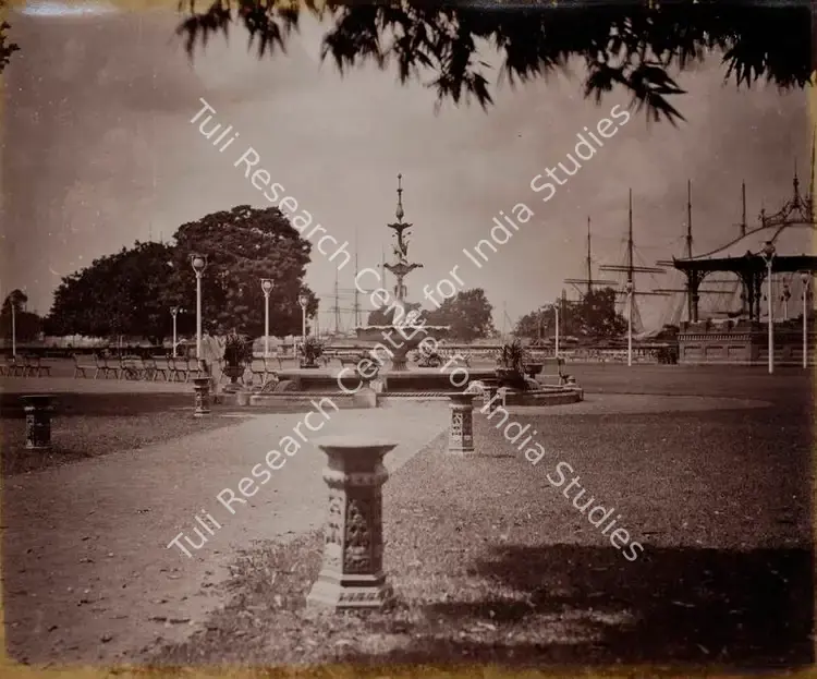 Bourne, Samuel (Photographer). Eden Gardens. The Bandstand & Fountain. Calcutta - From the album 'India Ceylon and Egypt 1901-1902'. Albumen Print pasted on mount, c.1865-1866 | Antiquarian Photograph | Photography | 00115497