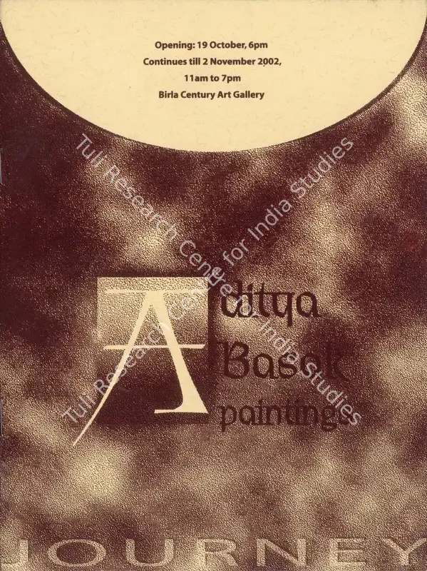 Basak, Aditya (Artist). Aditya Basak Paintings. Mumbai: Birla Academy of Art and Culture, 2002 | Solo Exhibition Catalogue  | 00876470