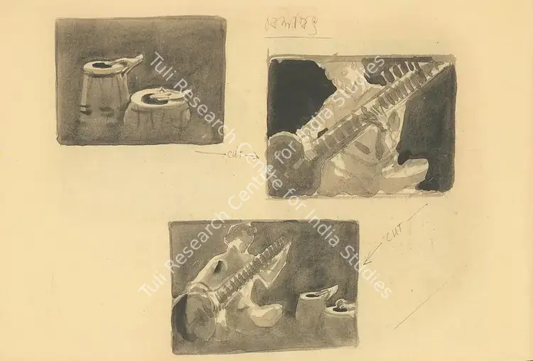 Ray, Satyajit (Artist). Storyboard for the film Ray intended to make on Sitar Maestro Ravi Shankar. Ink on paper, 1951 | Satyajit Ray's Ravi Shankar, 2014 | Drawing | FineArts | 00662835