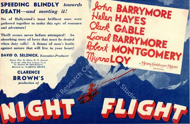 Brown, Clarence (Producer), Night Flight, 1933 | Handbill | CinemaEducation | 00760987