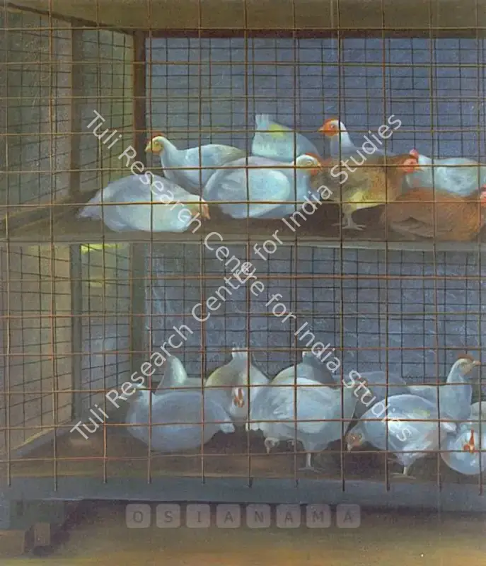 Tripathy, Hariprasad (Artist). The Chicken Box. Acrylic on canvas, 2003 | Painting | FineArts | 00575856