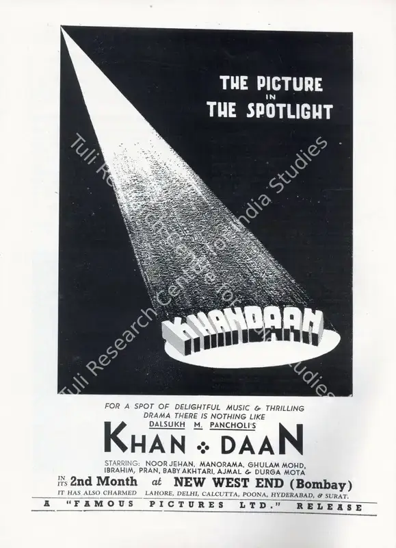 Rizvi, Shaukat Hussain (Director), Khandaan, 1942 | Advertisement, Filmindia, June 1942 | CinemaEducation | 00858468
