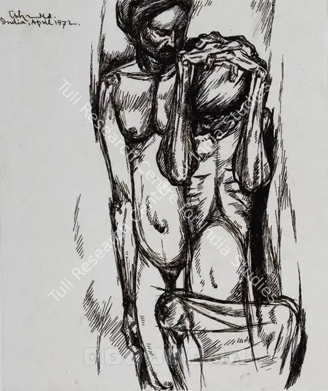 Mahammad, Isha (Artist). Agony. pen and ink on paper, 1972 | Drawing | FineArts | 00561927