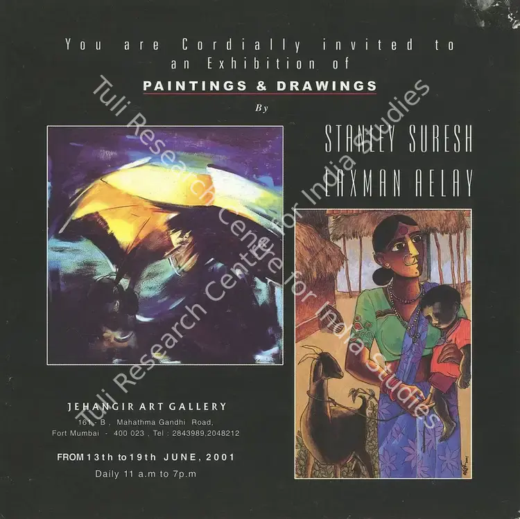 An Exhibition of Paintings & Drawings by Stanley Suresh and Laxman Aelay. 2001 | Group Exhibition Invitation | FineArts | 00858833