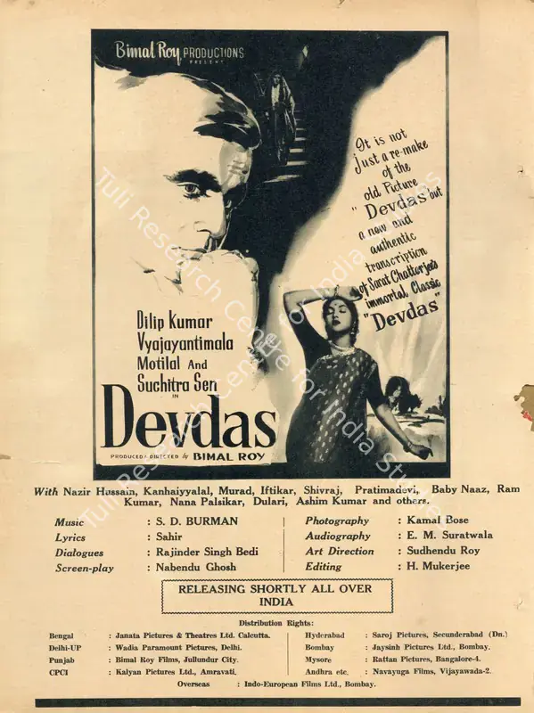 Roy, Bimal (Producer), Devdas, 1955 | Advertisement, Filmfare, 25 November 1955 | CinemaEducation | 00791172