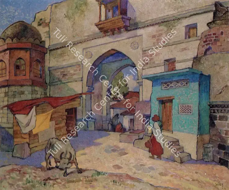 Satwalekar, Madhav (Artist). Old Gate, Ahmedabad. 1964 | Marg, September 1985 | Painting | FineArts | 00675099