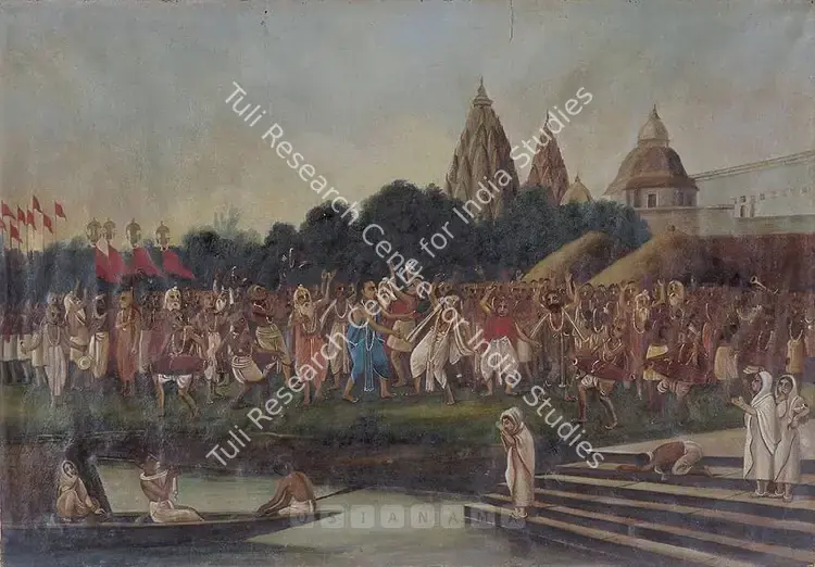 Anonymous (Artist). Bhakti Besides The Varanasi Ghats. Oil on canvas, 1920s | Painting | FineArts | 00375357