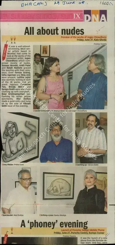 Chandra, Pradeep (Reporter). All about nudes. Mumbai: DNA, 29 June 2008 | Newspaper Clipping | FineArts | 00855472