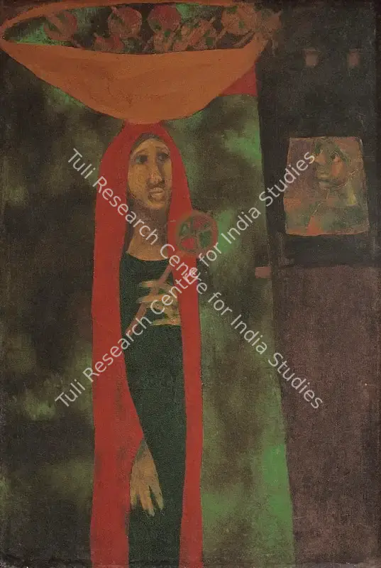 Shah, Haku (Artist). Woman Selling Ravanhatta. Oil on canvas, c.1973 | Painting | FineArts | 00373445