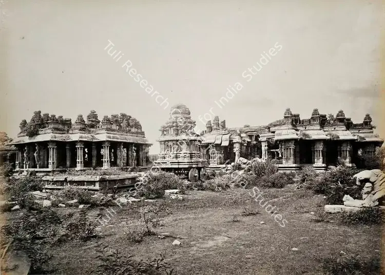 Lyon, Edmund David (Photographer), The Vigiovittaldover; a ruined temple near the Toomboodra River (general view of stow car and mandapams), n.d. | Antiquarian Photograph | Photography | 00115700