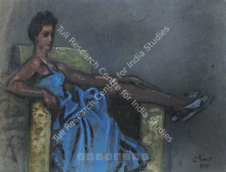 Kar, Chintamoni (Artist). Untitled (Female Study). Oil and charcoal on paper, 1947 | Painting | FineArts | 00757213
