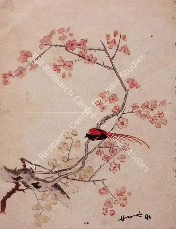 Husain, M.F. (Artist). Bird on a Blossoming Tree. Gouache on paper, 1941 | Painting | FineArts | 00375882