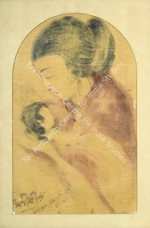 Dey, Manishi (Artist). Mother & Child. Tempera on silk, 1933 | Painting | FineArts | 00574523