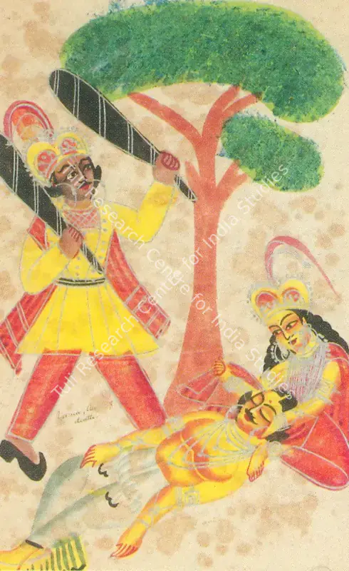Kalighat School (Artist). Yama The God of Death. watercolour on thin paper, late 19th century | Painting  | 00877616