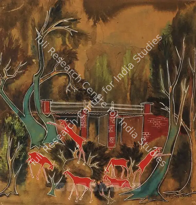 Sagara, Piraji (Artist). Untitled. Mixed media on cardboard, 1955 | Painting | FineArts | 00562795