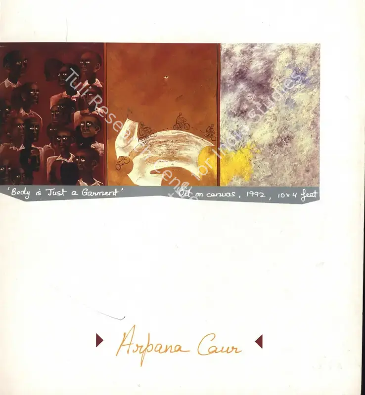 Caur, Arpana (Artist). Body is just a Garment - Arpana Caur New Works (1988-93). 1993 | Solo Exhibition Invitation | FineArts | 00858959