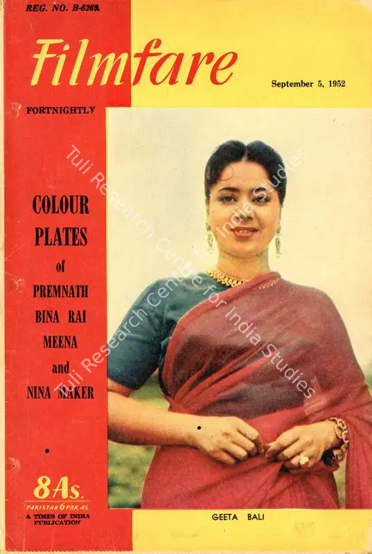 Moraes, Frank (Editor). Filmfare - The Fortnightly Film Magazine. 1(14). Bombay: Shyam Sundar Lal, c/o The Times of India, 05 September 1952 | Magazine | CinemaEducation | 00793119