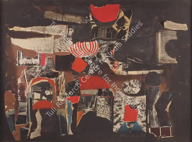 Pasricha, R.N. (Artist). Collage - II. Oil and paper collage on masonite board, 1973 | Painting | FineArts | 0022183