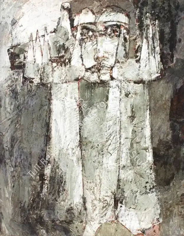Naqsh, Jamil (Artist). Woman With Pigeon In Hands. Oil on canvas, 1958 | Painting | FineArts | 00598111