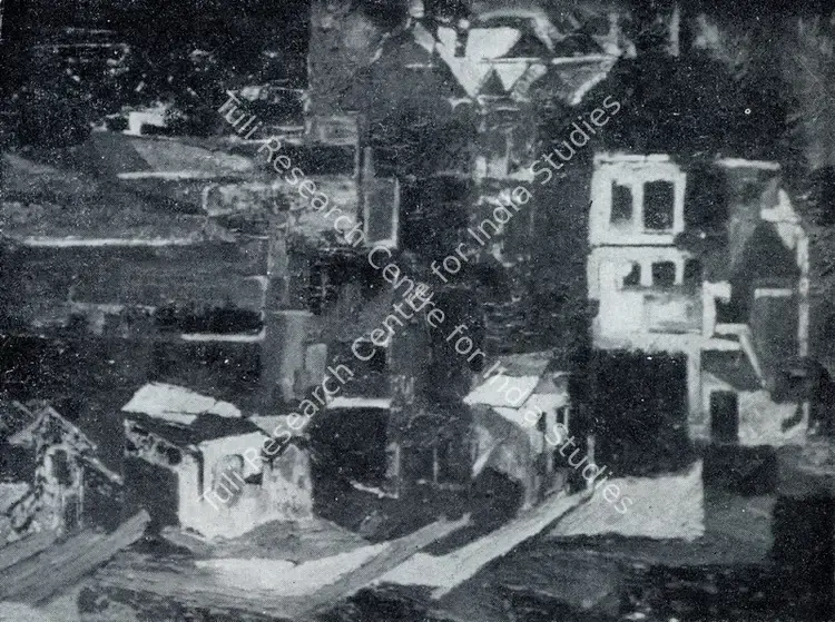 Lall, Harkrishen (Artist). Houses. n.d. | Marg, March 1957 | Painting | FineArts | 00674098