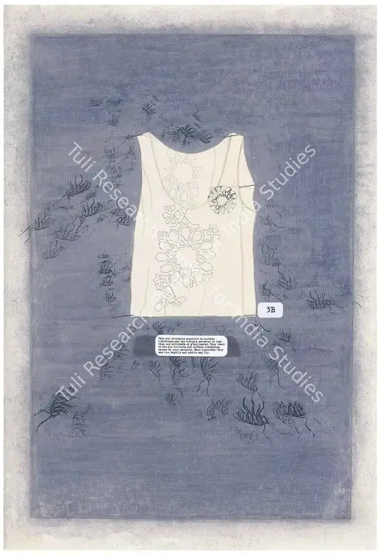 Qayyum, Tazeen (Artist). Do Not Get on Skin or Clothing V. Opaque watercolour, photo transfer, entomology pins and label on wasli, 2006 | Photograph | FineArts | 00646637